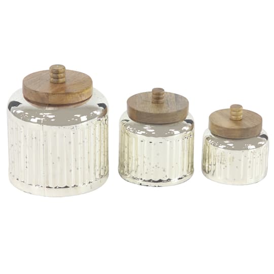 Silver Glass Farmhouse Decorative Jar Set